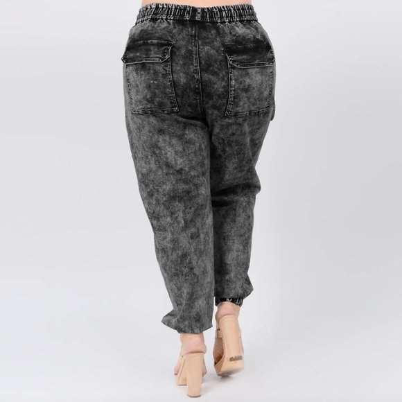 PLUS Size High Waist Jogger Jeans w/ Zipper Design on Leg Front - 2X - Picture 10 of 11